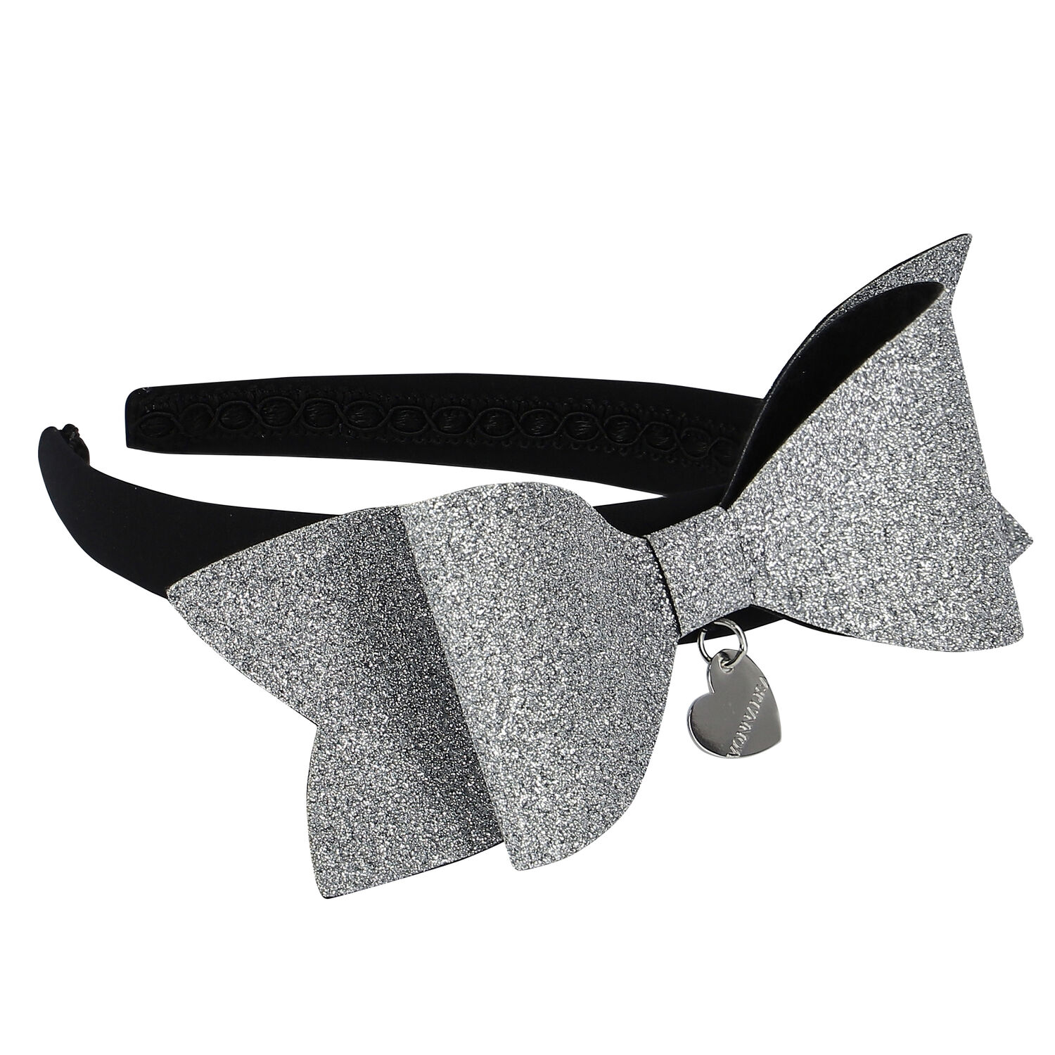 Girls Black & Silver Bow Headband, 2, hi-res image number null